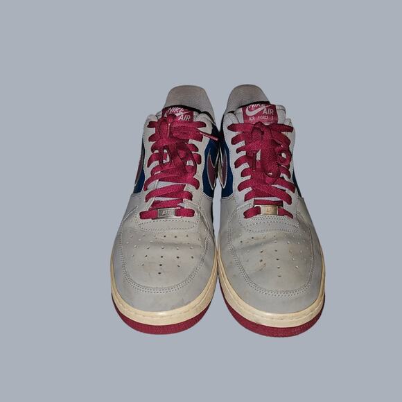 Nike-Air-Force-1-Low-Wolf-Grey  Nike Air Force 1 Low AF1 Grey Blue Maroon 488298-045 Men\'s US 11 Sneakers